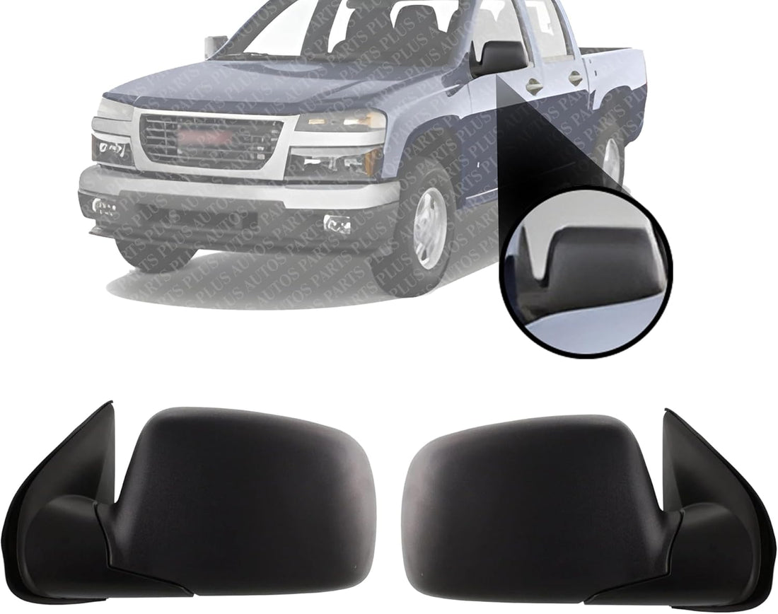 AUTOS PARTS PLUS Set Of 2 Front Mirror Manual Folding Non-Heated Textured Right Passenger & Left Driver Side Direct Replacement Compatible With 2004-2012 Chevrolet Colorado/GMC Canyon GM1320286