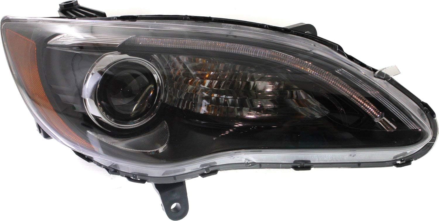 Set Of 2 Front Headlight Assembly Black Interior With Chrome Insert Right Passenger & Left Driver Side Direct Replacement Compatible With 2011-2014 Chrysler 200 68088066AG-PFM