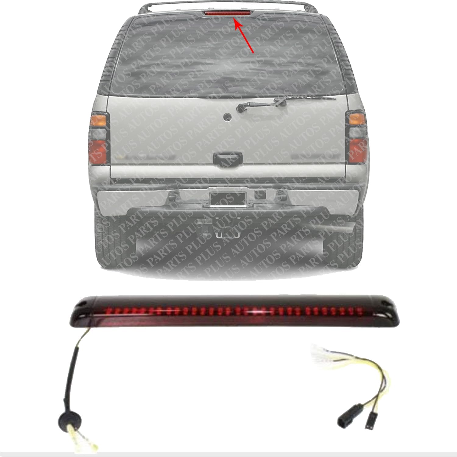 Third Brake Light High Mount Stop Lamp Direct Replacement Compatible With 1992-2004 Chevrolet Suburban / 1992-2006 GMC Yukon GM2890102 GM2890103 15030176 15145321