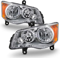Set OF 2 Front Head Light Left Driver & Right Passenger Side Direct Replacement Compatible With 2011-2020 Grand Caravan / 2008-2016 Chrysler Town & Country CH2502192 CH2503192