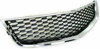 Front Bumper Upper & Lower Grille Chrome Shell & Primed Insert Direct Replacement Compatible With 2010-2015 Chevrolet Equinox GM1200621 GM1200622 25798747 25798744