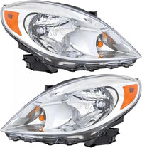 Set Of 2 Front Head Light Assembly Plastic Left Driver & Right Passenger Side Direct Replacement Compatible With 2012-2014 Nissan Versa NI2503207 NI2502207 260103AN0B 260603AN0B