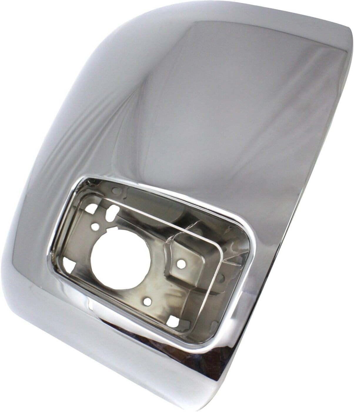 Front Bumper End Cap With Fog Light Hole Chrome Plastic Right Passenger Side Direct Replacement Compatible With 2007-2012 Chevrolet Silverado 2500 HD 3500 HD GM1017108 15839252