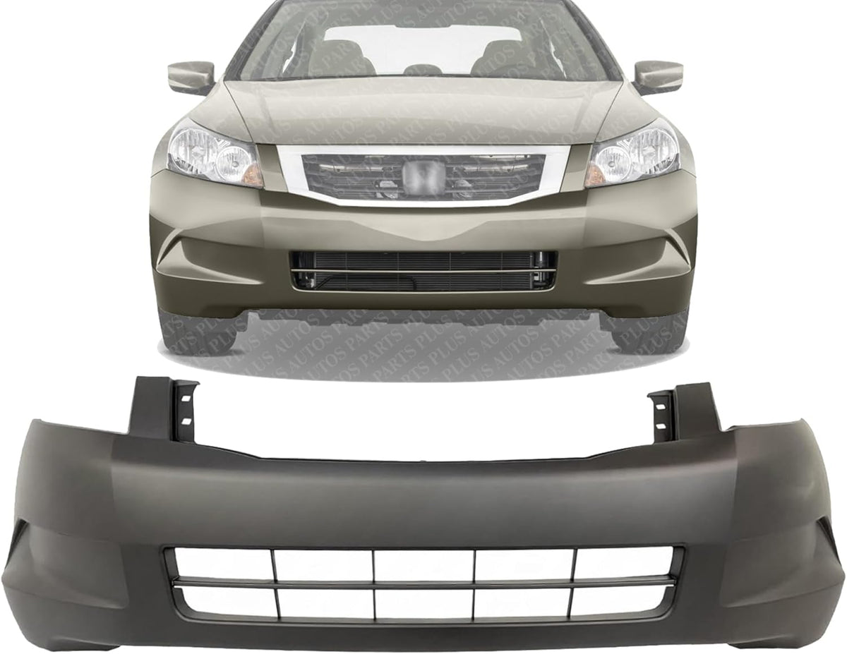 Front Bumper Cover Primed without Fog Light Holes Direct Replacement Compatible With 2008-2010 Honda Accord HO1000254 04711TA0A90ZZ
