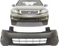 Front Bumper Cover Primed without Fog Light Holes Direct Replacement Compatible With 2008-2010 Honda Accord HO1000254 04711TA0A90ZZ