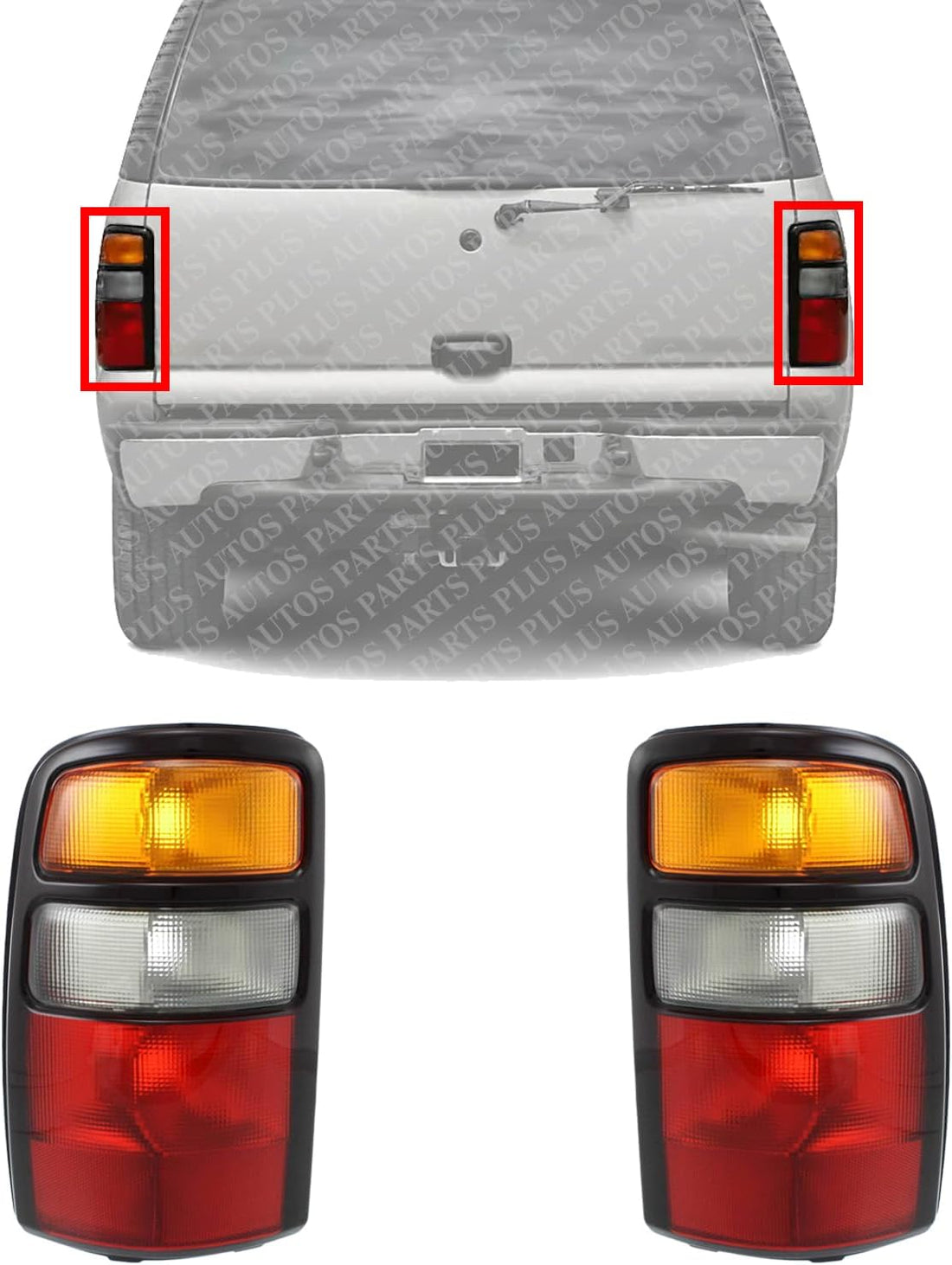 Set Of 2 Tail Light Lens And Housing Right Passenger & Left Driver Side Direct Replacement Compatible With 2004-2006 Chevrolet Suburban/GMC Yukon 15832092-PFM 15832091-PFM