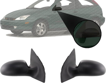 Set of 2 Front Power Mirrors Non-Folding Non Heated Textured Right Passenger & Left Driver Side Direct Replacement Compatible With 2000-2007 Ford Focus FO1320180 FO1321180