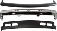 Front Bumper Chrome + Upper Cover Textured + Lower Valance + Fog Light Right & Left Side Direct Replacement Compatible With Chevrolet Silverado 1999-2002 / Tahoe/Suburban 2000-2004