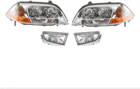 Front Head Light + Fog Lamp Lens And Housing Right Passenger & Left Driver Side Direct Replacement Compatible With 2001-2003 Acura MDX AC2519103 AC2518103 AC2592103 AC2593103