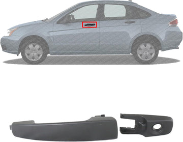 Front Exterior Door Handle + Cover with Keyhole Primed Plastic Left Driver Side Direct Replacement Compatible with 2008-2011 Ford Focus FDH010117 8S4Z5422404BAPTM