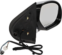 Set of 2 Front Power Mirrors Folding Heated Chrome Body With Primed Cap Left Driver & Right Passenger Side Direct Replacement Compatible With 2007-2014 Cadillac Escalade 25776162