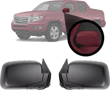 Set Of 2 Front Power Mirror Manual Folding Heated Primed Plastic Right Passenger & Left Driver Side Direct Replacement Compatible With 2006-2014 Honda Ridgeline HO1320232 HO1321232