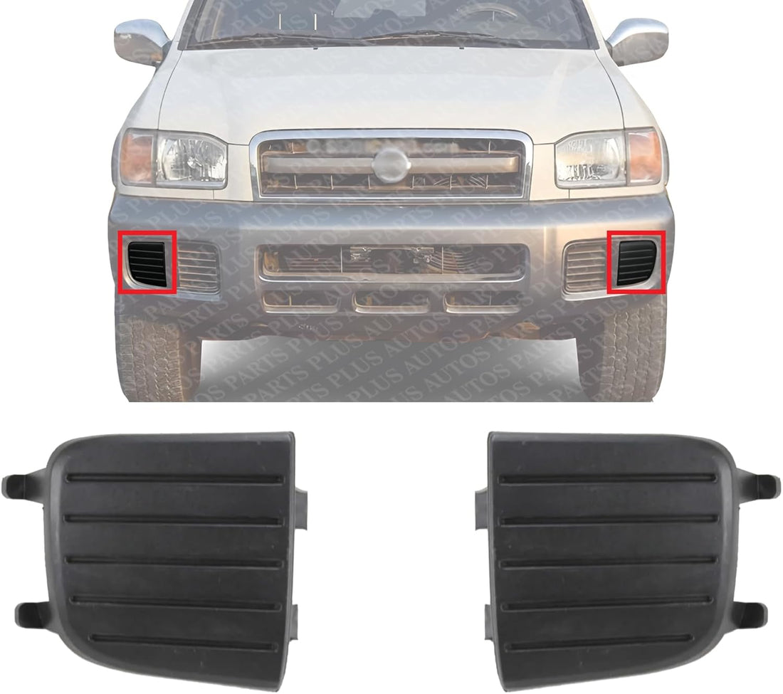 Set Of 2 Front Fog Light Cover Plastic Right Passenger & Left Driver Side Direct Replacement Compatible With 1999-2004 Nissan Pathfinder NI1039102 NI1038102 622562W500 622572W500