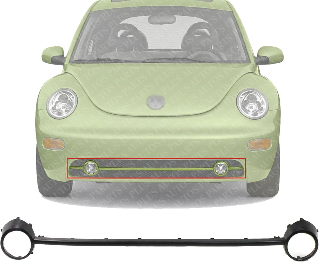 Front Bumper Molding With Fog Light Trim Direct Replacement Compatible With 1988-2000 Volkswagen Beetle VW1044101 1C0807341GRU