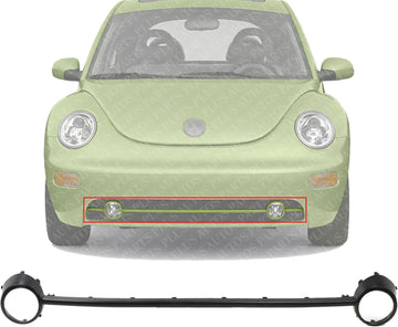 Front Bumper Molding With Fog Light Trim Direct Replacement Compatible With 1988-2000 Volkswagen Beetle VW1044101 1C0807341GRU