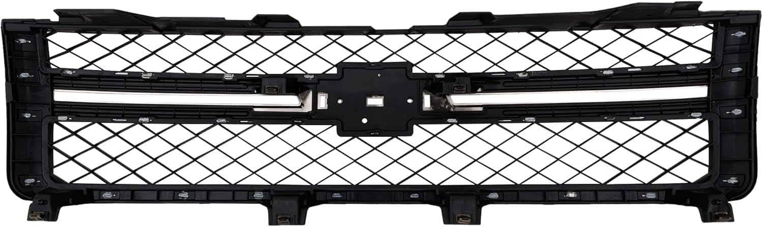 Front Grille Chrome Shell With Primed Insert + Hood Molding Direct Replacement Compatible With 2011-2014 Chevrolet Silverado 2500HD 3500HD GM1200639 GM1235124 20963700 20966058
