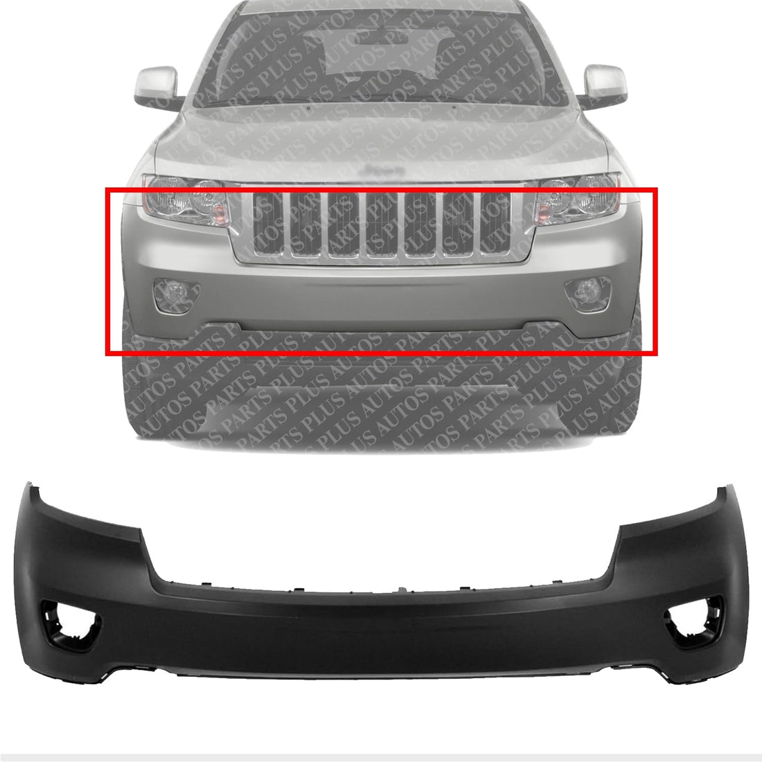 Front Bumper Upper Cover Primed Direct Replacement Compatible With 2011-2013 Jeep Grand Cherokee CH1000979 68078268AB