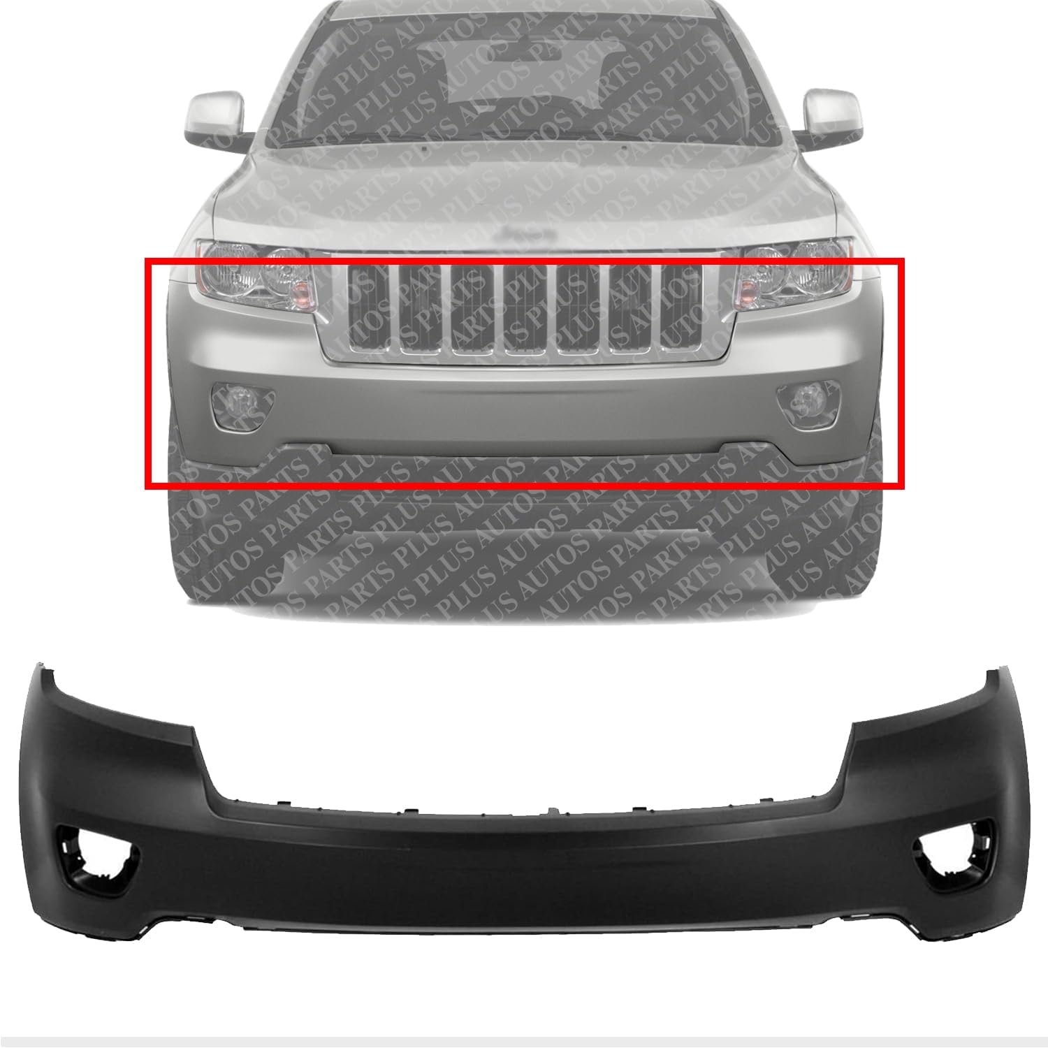 Front Bumper Upper Cover Primed Direct Replacement Compatible With 2011-2013 Jeep Grand Cherokee CH1000979 68078268AB