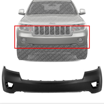 Front Bumper Upper Cover Primed Direct Replacement Compatible With 2011-2013 Jeep Grand Cherokee CH1000979 68078268AB