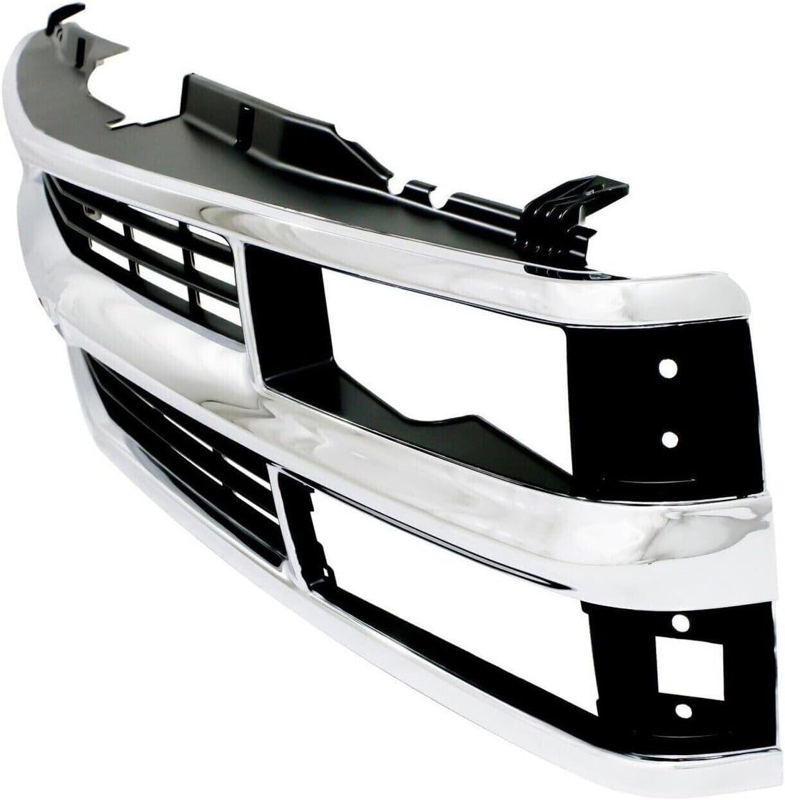 Front Grille Chrome Shell & Insert With Dual Beam Headlamp Direct Replacement Compatible With 1994-2000 Chevrolet / 1994-1999 Suburban C/K Series GM1200238 15981106