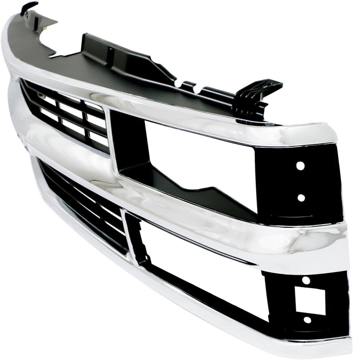 Front Grille Chrome Shell & Insert With Dual Beam Headlamp Direct Replacement Compatible With 1994-2000 Chevrolet / 1994-1999 Suburban C/K Series GM1200238 15981106