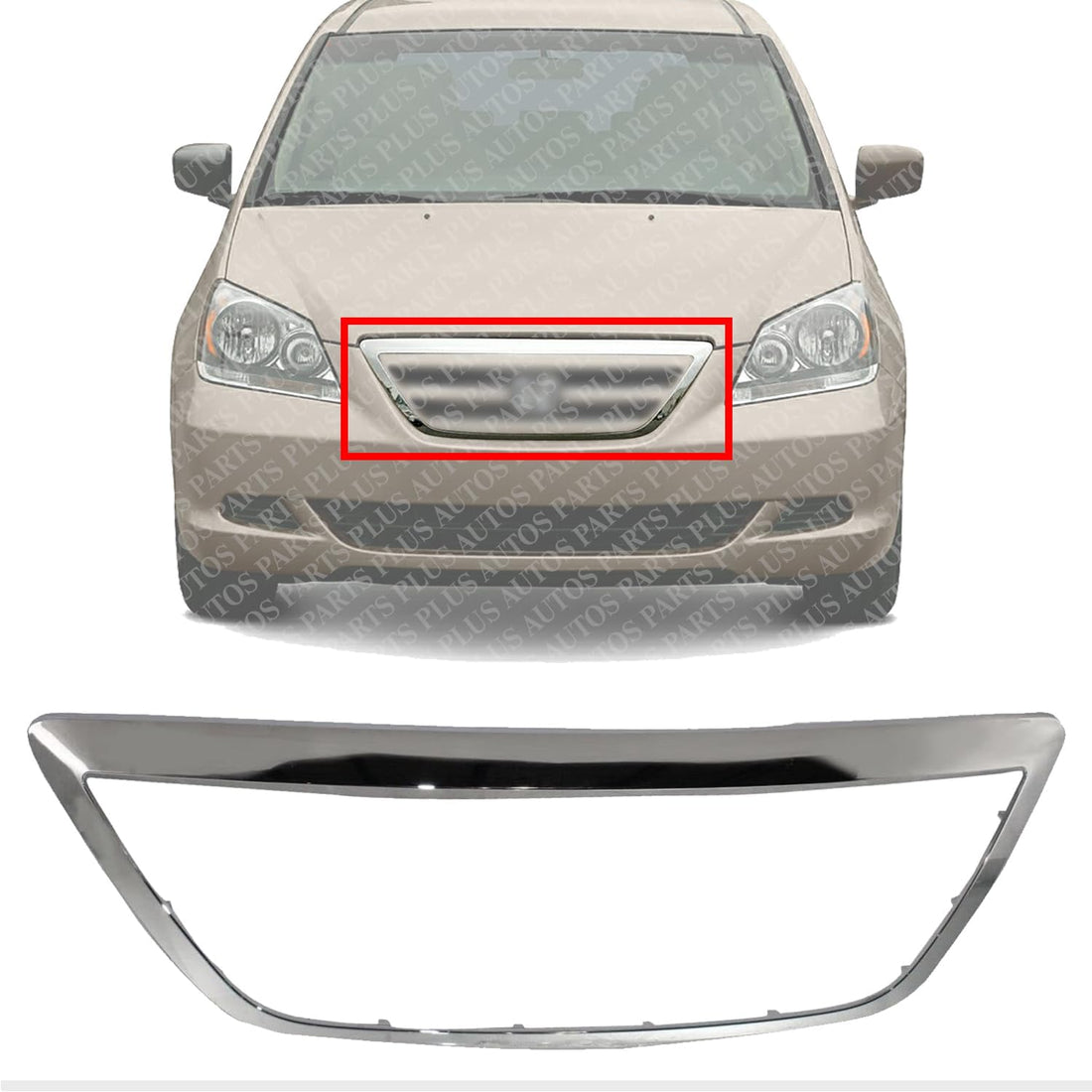 Front Center Grille Surround Trim Molding Chrome Direct Replacement Compatible With 2005-2007 Honda Odyssey HO1202103 71122SHJA01