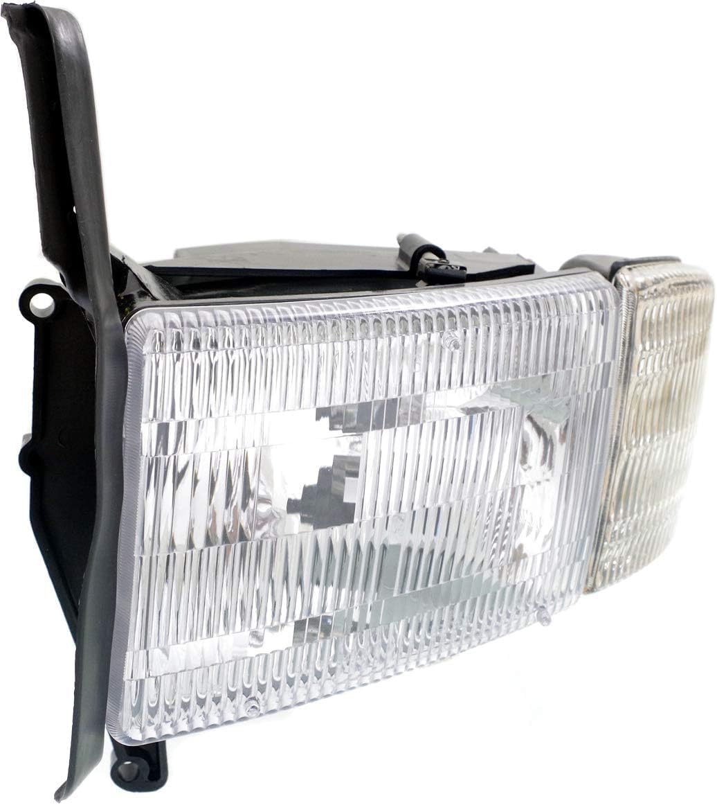 Front Head Light Assembly Right Passenger Side Direct Replacement Compatible With 1994-2002 Dodge Ram 1500 2500 3500 CH2503101 55076748AD 55076748AO