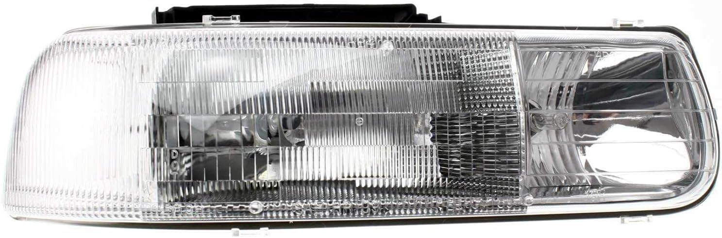 Front Grille Cross Bar Insert With Chrome Center-Bar + Head Lights + Park Lamps Right & Left Side Direct Replacement Compatible With Chevy Silverado 1999-02 / Tahoe/Suburban 2000-06