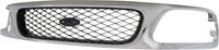 Front Grille Mesh Chrome Shell With Black Insert With Headlight Holes And Emblem Provision Direct Replacement Compatible With 1997-1998 Ford F-150 / F-250 FO1200380 F65Z8200AAN