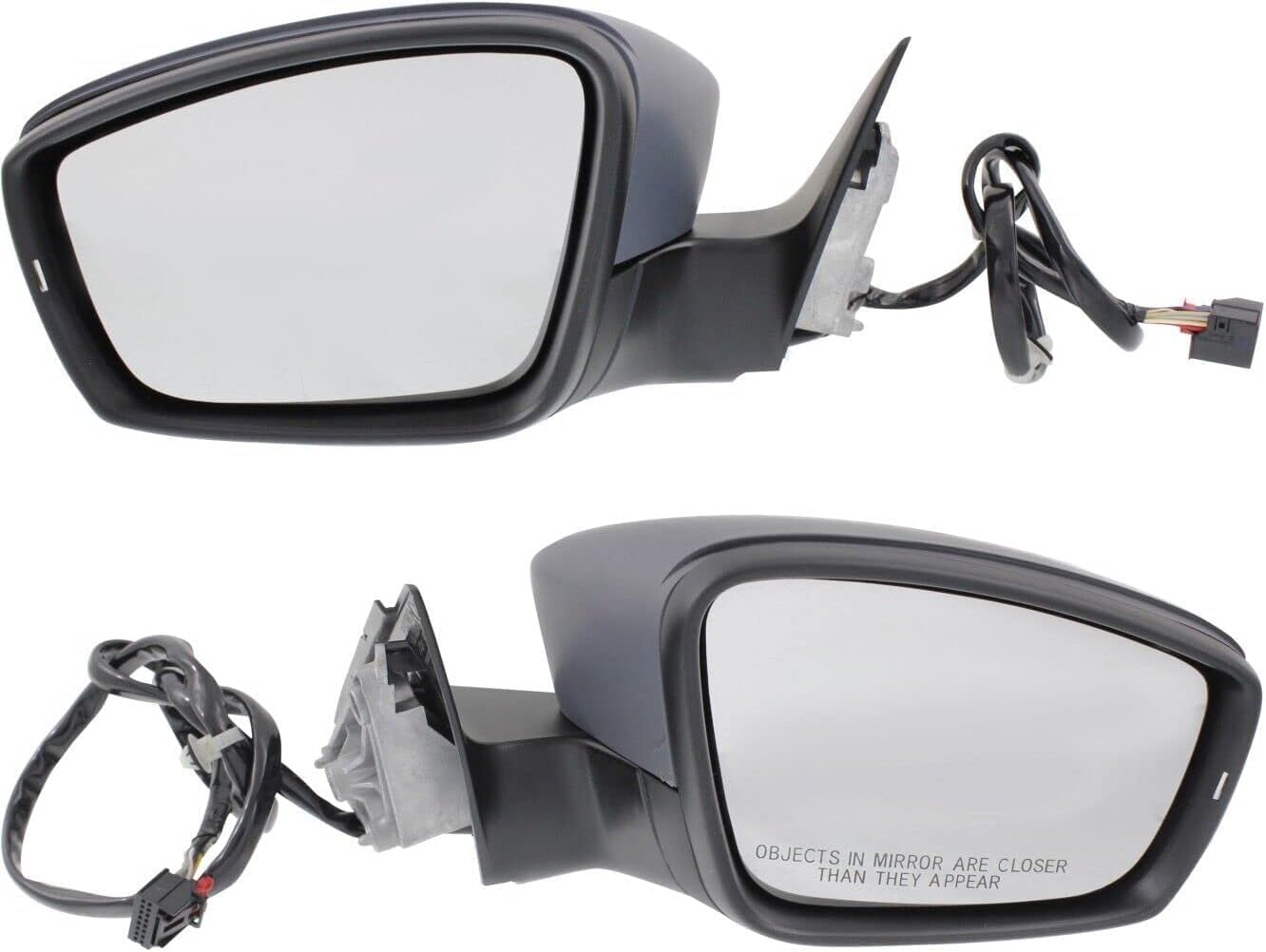 Set Of 2 Front Power Mirror Manual Folding Heated Primed Plastic Left Driver & Right Passenger Side Direct Replacement Compatible With 2012-2015 Volkswagen Passat VW1321145 VW1320145