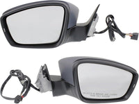Set Of 2 Front Power Mirror Manual Folding Heated Primed Plastic Left Driver & Right Passenger Side Direct Replacement Compatible With 2012-2015 Volkswagen Passat VW1321145 VW1320145