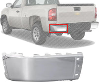 Rear Bumper End Caps Chrome Steel Without Sensor Holes Left Side Direct Replacement Compatible With 2007-2013 Chevrolet Silverado/GMC Sierra 1500/2007-2014 2500HD 3500HD GM1104149