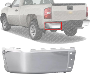 Rear Bumper End Caps Chrome Steel Without Sensor Holes Left Side Direct Replacement Compatible With 2007-2013 Chevrolet Silverado/GMC Sierra 1500/2007-2014 2500HD 3500HD GM1104149