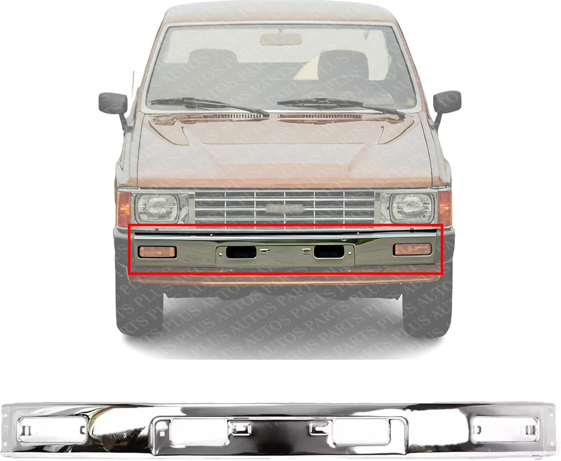 Front Bumper Steel Chrome Direct Replacement Compatible With 1984-1987 Toyota 4Runner / Pickup TO1002118 5211189146