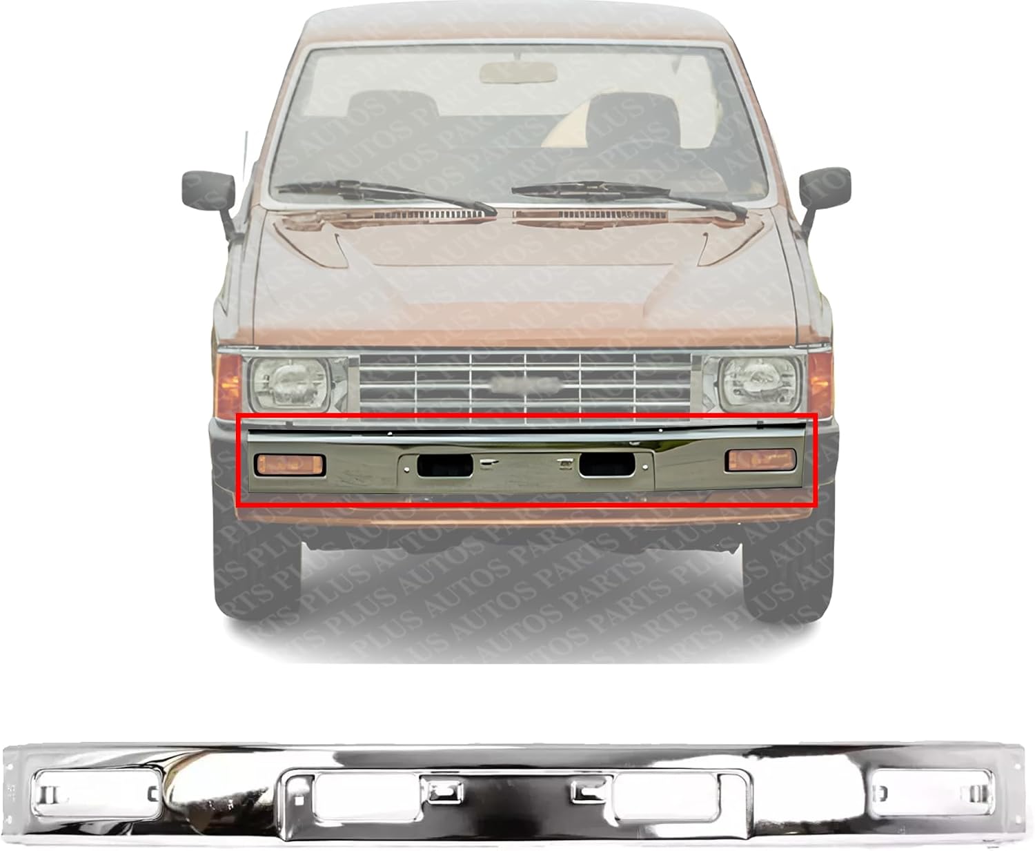 Front Bumper Steel Chrome Direct Replacement Compatible With 1984-1987 Toyota 4Runner / Pickup TO1002118 5211189146