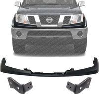 Front Bumper Upper Cover Primed Steel + Stay Brackets Right Passenger & Left Driver Side Direct Replacement Compatible With 2009-2019 Nissan Frontier NI1014100 NI1042100 NI1043100