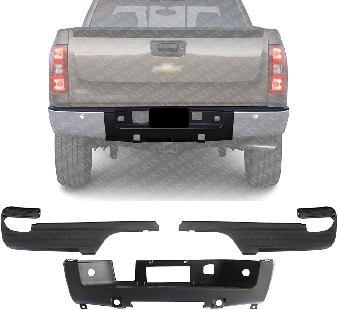 Rear Bumper Center Step Pad + Outer Left Driver & Right Passenger Side Direct Replacement Compatible With 2007-2013 Chevrolet Silverado 1500 GM1191124 GM1191125 GM1191128 15284313