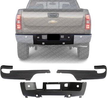 Rear Bumper Center Step Pad + Outer Left Driver & Right Passenger Side Direct Replacement Compatible With 2007-2013 Chevrolet Silverado 1500 GM1191124 GM1191125 GM1191128 15284313