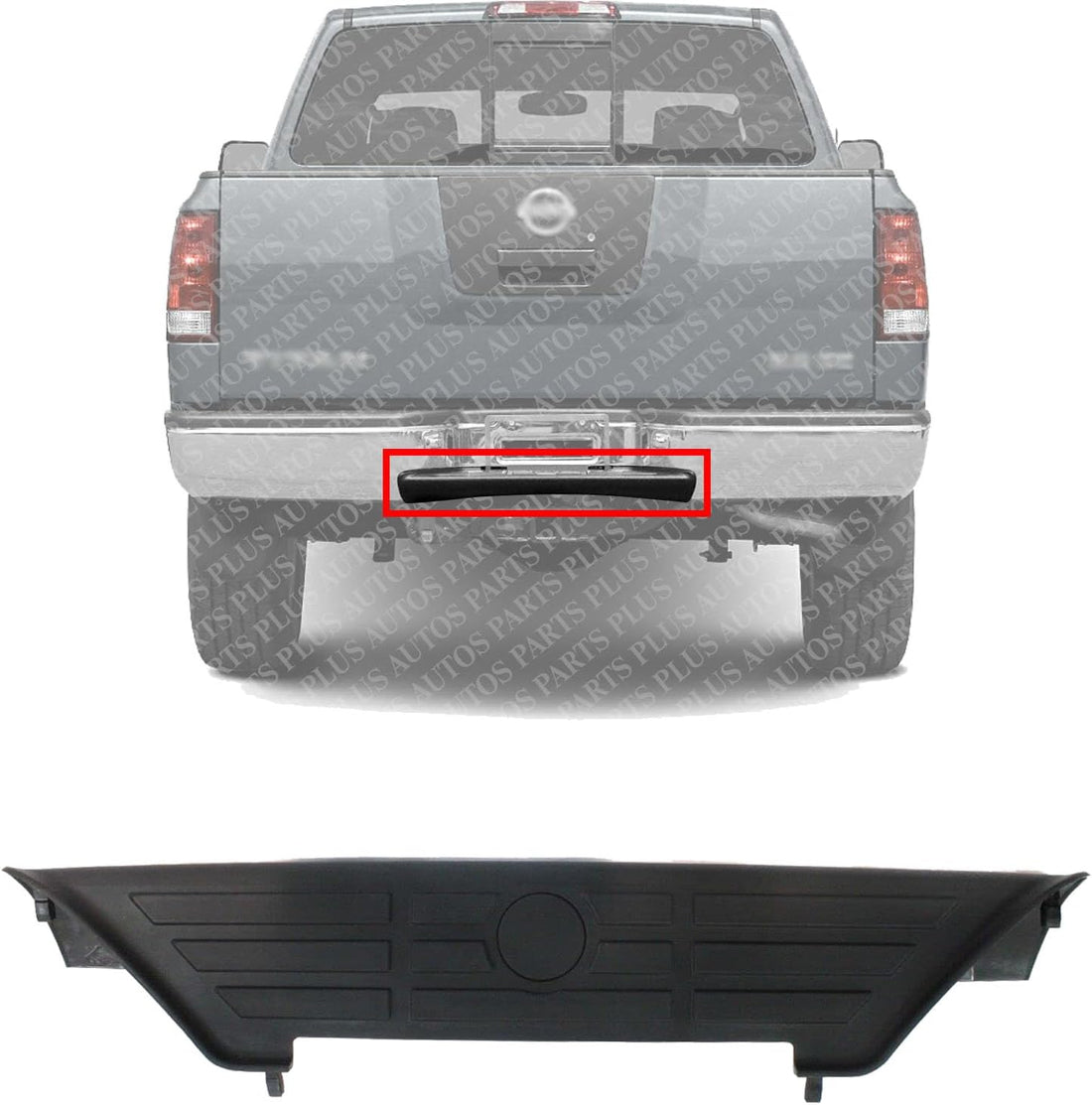 Rear Center Bumper Face Bar Step Pad Molding Trim Textured Direct Replacement Compatible With 2004-2015 Nissan Titan NI1191100 850747S200