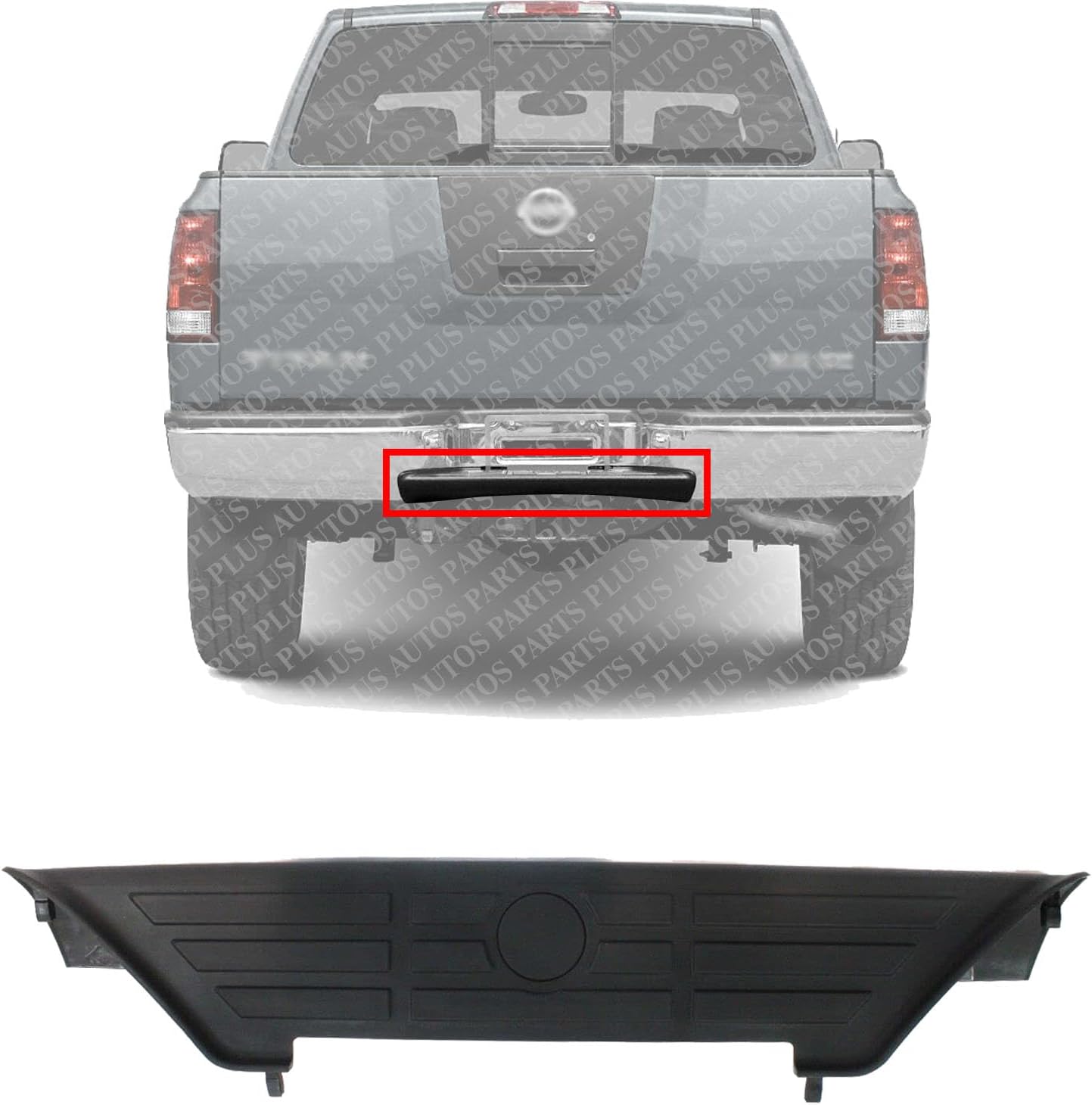 Rear Center Bumper Face Bar Step Pad Molding Trim Textured Direct Replacement Compatible With 2004-2015 Nissan Titan NI1191100 850747S200