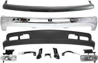 Front Bumper Chrome Steel + Upper Cover + Lower Valance + Brackets + Fog Lamps Left & Right Side Direct Replacement Compatible With 1999-2002 Silverado 1500/2000-2006 Tahoe/Suburban
