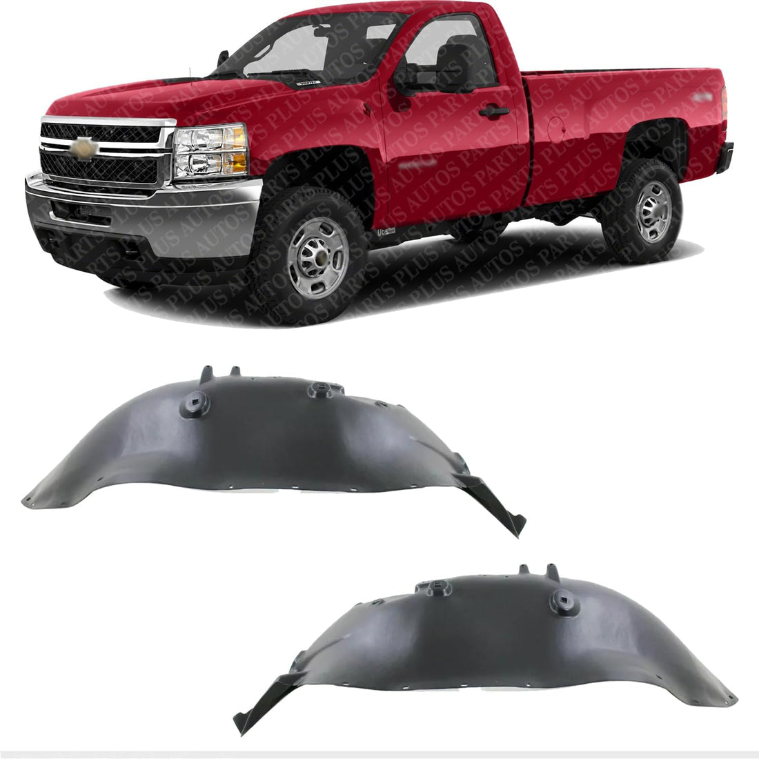 Set Of 2 Front Fender Liner Left Driver & Right Passenger Side Direct Replacement Compatible With 2011-2014 Chevrolet Silverado 2500HD 3500HD GM1249232 GM1248232 22739801 22739800