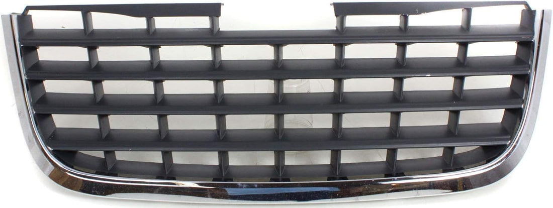 Front Grille Chrome Shell With Painted Dark Gray Insert Plastic Direct Replacement Compatible With 2008-2010 Chrysler Town & Country CH1200309 5113228AA