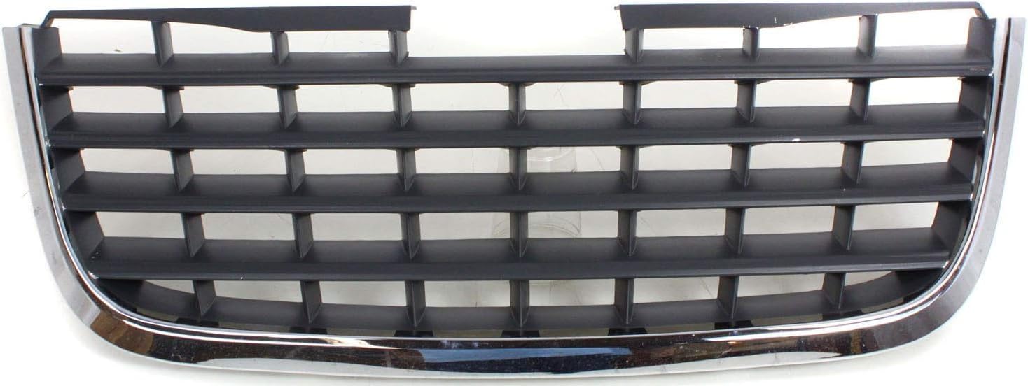 Front Grille Chrome Shell With Painted Dark Gray Insert Plastic Direct Replacement Compatible With 2008-2010 Chrysler Town & Country CH1200309 5113228AA