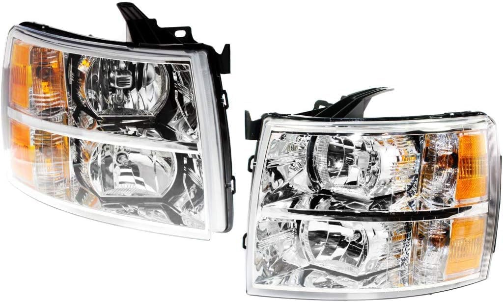 Set Of 2 Front Head Light Assembly Left Driver & Right Passenger Side Direct Replacement Compatible With 2007-2013 Chevrolet Silverado 1500/2007-2014 2500 3500HD GM2503280 GM2502280