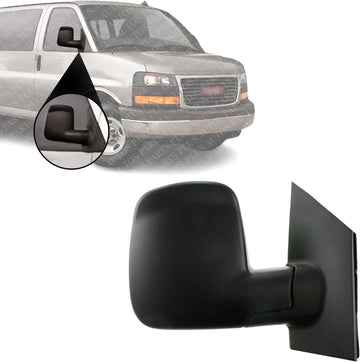 Front Power Mirror Manual Adjust Non-Heated Textured Right Passenger Side Direct Replacement Compatible With 2008-2021 Chevrolet Express/GMC Savana GM1321395 20838066