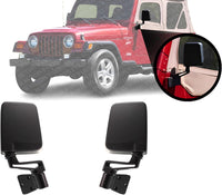 Set Of 2 Front Mirror Manual Folding Non-Heated Primed Plastic Left Driver & Right Passenger Side Direct Replacement Compatible With 1987-2002 Jeep Wrangler