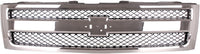 Front Bumper Chrome Steel + Grille + Lower Valance + Extension + End Cap Primed + Fog Light Left & Right Side Direct Replacement Compatible With 2007-2013 Chevrolet Silverado 1500