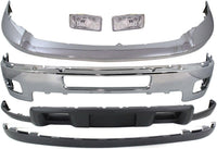 Front Bumper Chrome + Grille + Upper Cover + Lower Valance + Extension + Headlights + Fog Lights Left & Right Side Direct Replacement Compatible With 2011-2014 Silverado 2500HD 3500HD