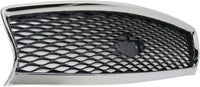 Front Grille Chrome Shell/Painted Gray Insert Direct Replacement Compatible With 2014-2017 Infiniti Q50 IN1200118 623104HB1B